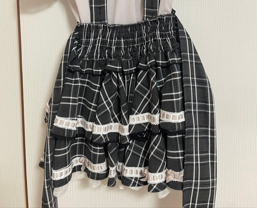 すし　はしごリボンチェックティアードスカパン LIZLISA