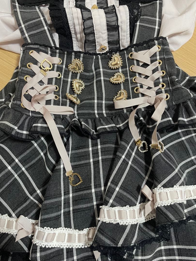 すし　はしごリボンチェックティアードスカパン LIZLISA