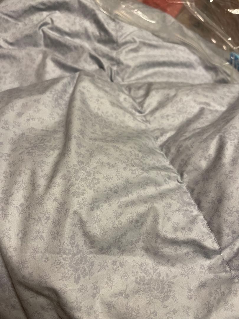 青と銀の花柄 掛け布団