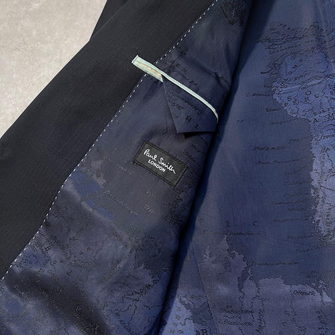 【極美品】ポールスミス スーツセットアップ 総柄裏地 ネイビー L