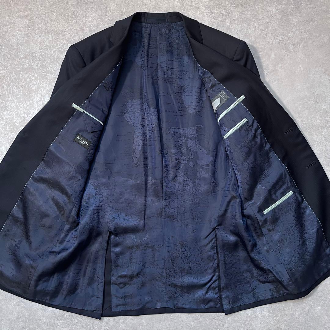 【極美品】ポールスミス スーツセットアップ 総柄裏地 ネイビー L