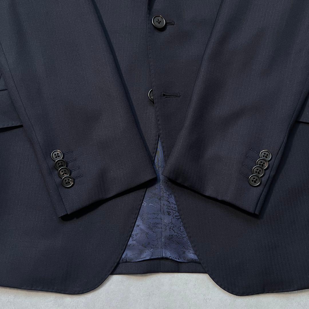 【極美品】ポールスミス スーツセットアップ 総柄裏地 ネイビー L