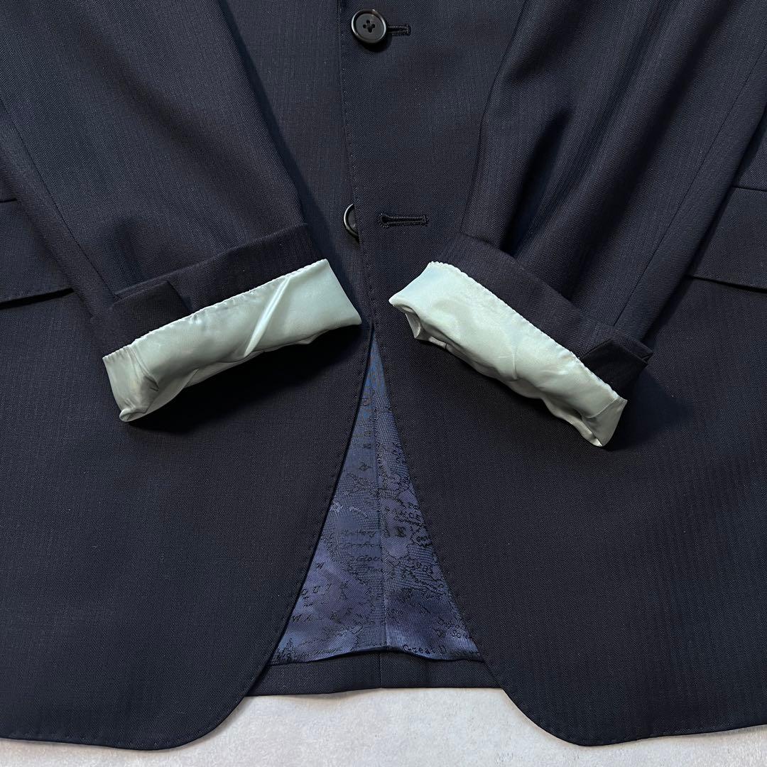 【極美品】ポールスミス スーツセットアップ 総柄裏地 ネイビー L
