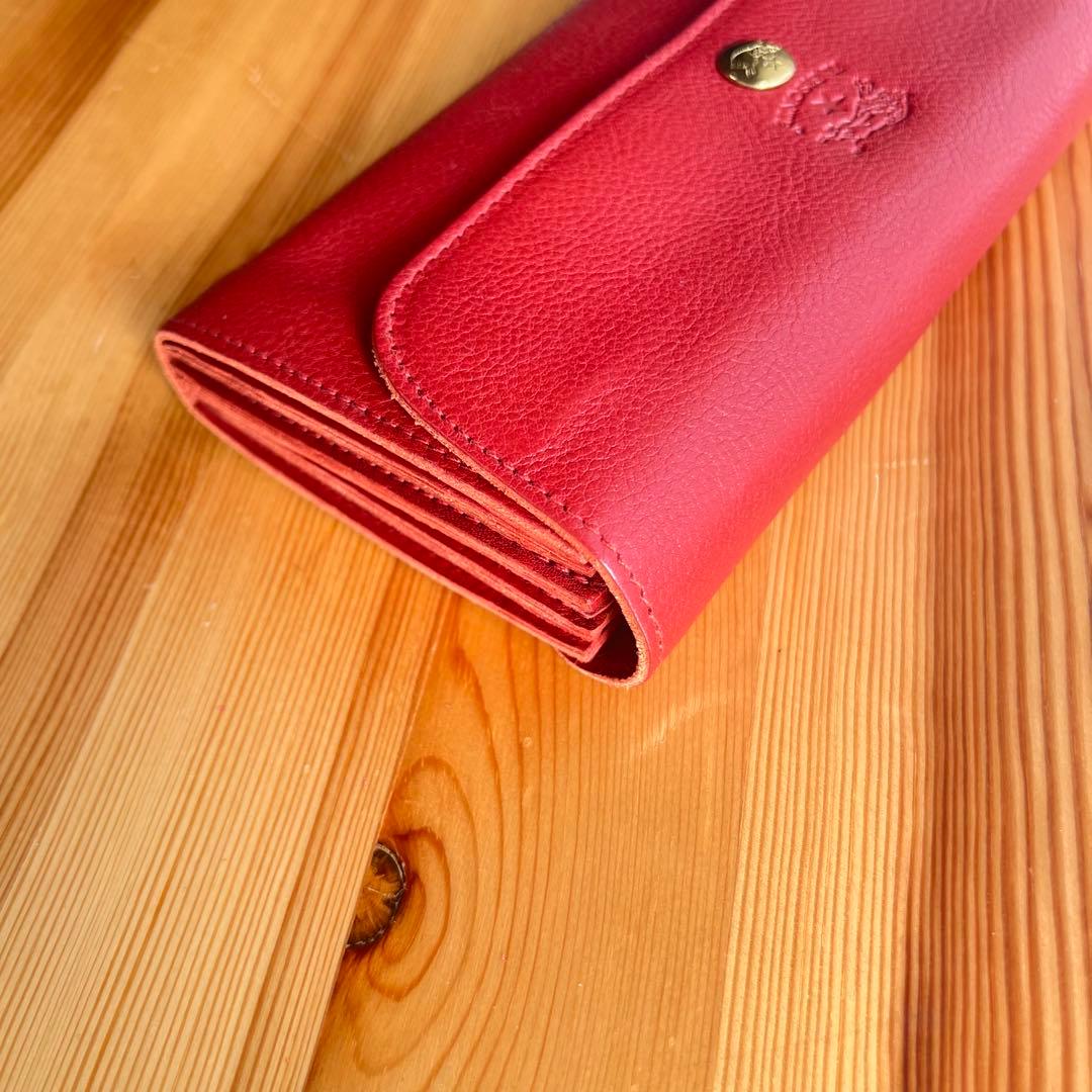 未使用級 イルビゾンテ 大容量 長財布 スナップボタンロングウォレット レッド
