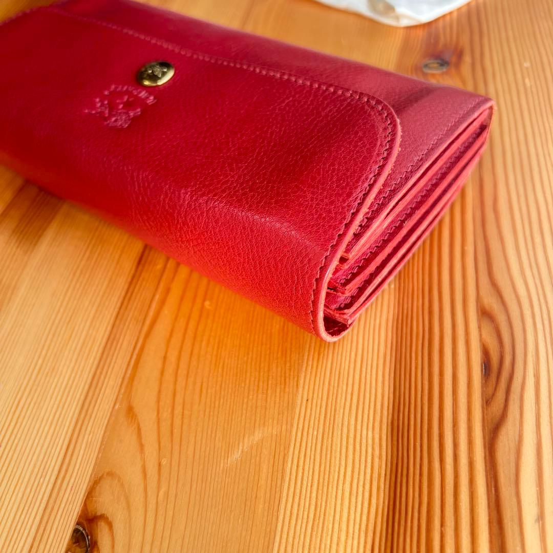 未使用級 イルビゾンテ 大容量 長財布 スナップボタンロングウォレット レッド