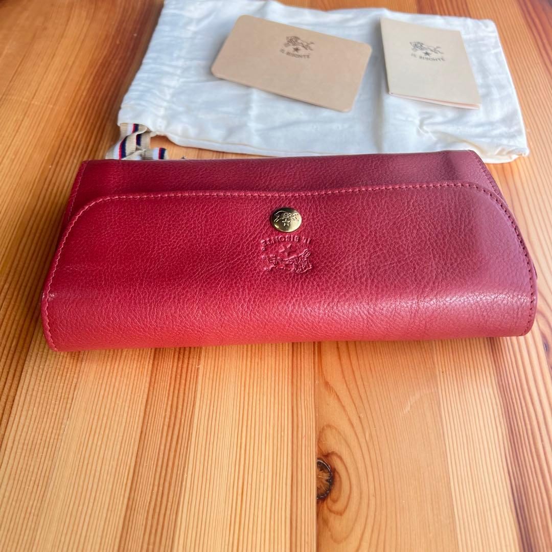 未使用級 イルビゾンテ 大容量 長財布 スナップボタンロングウォレット レッド