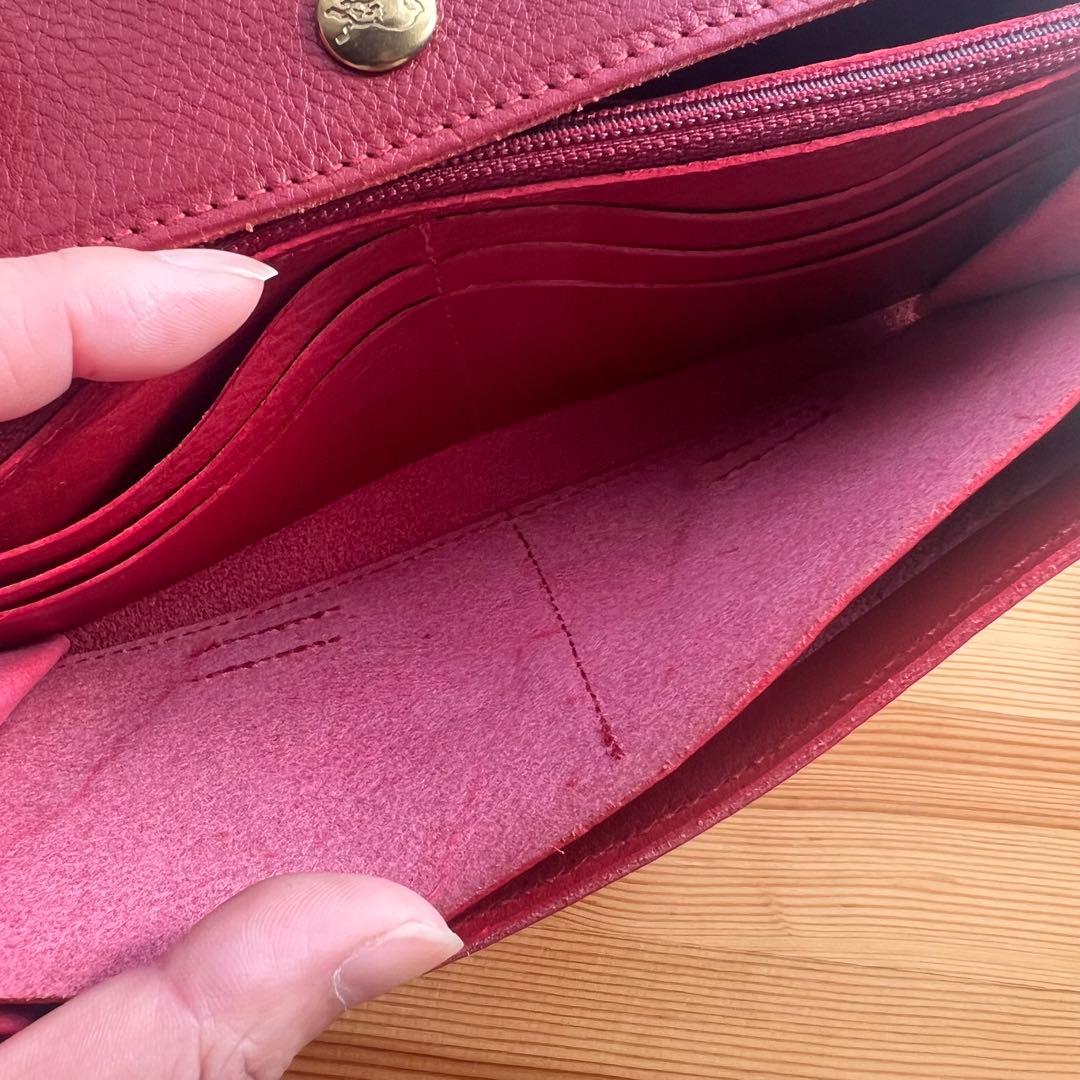未使用級 イルビゾンテ 大容量 長財布 スナップボタンロングウォレット レッド