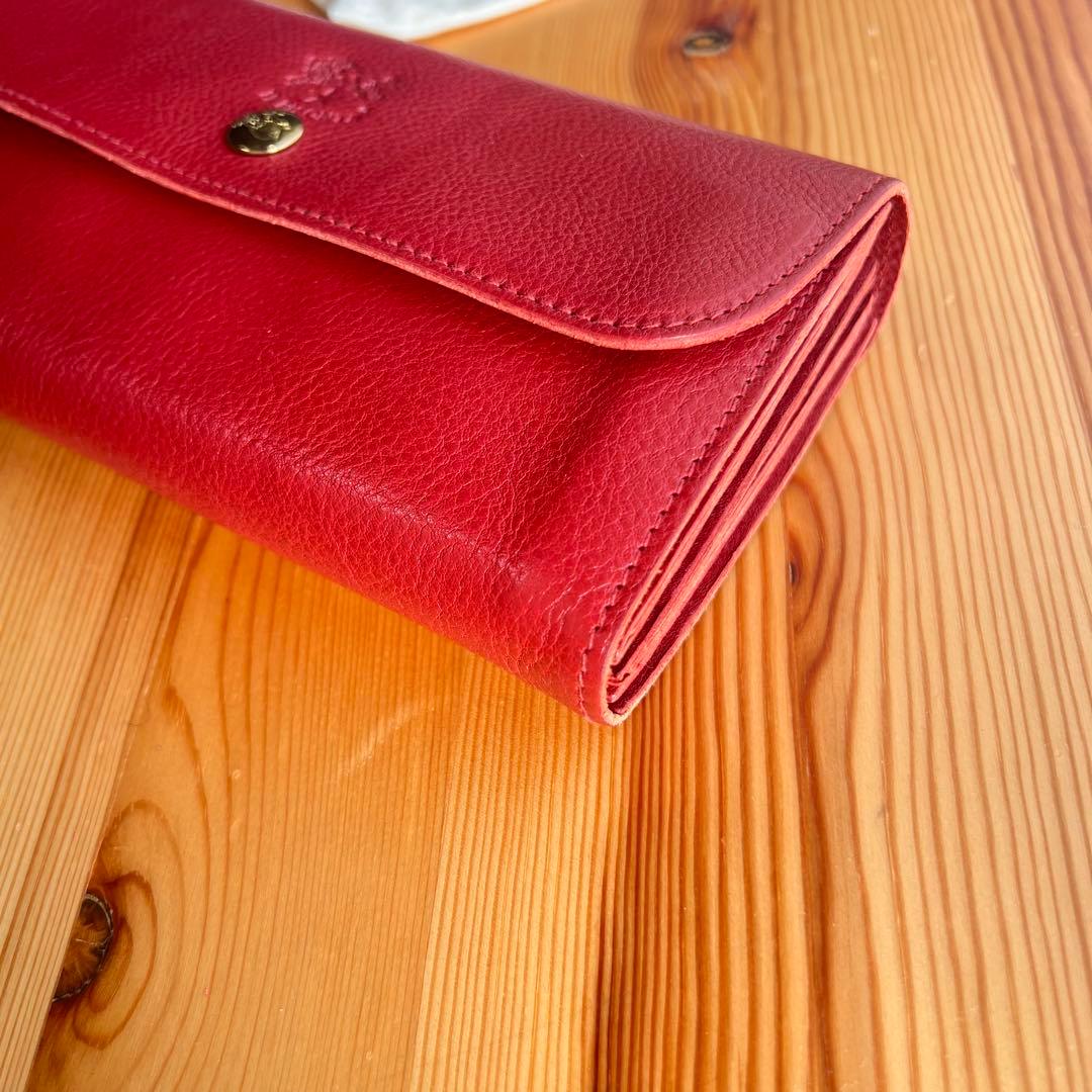 未使用級 イルビゾンテ 大容量 長財布 スナップボタンロングウォレット レッド