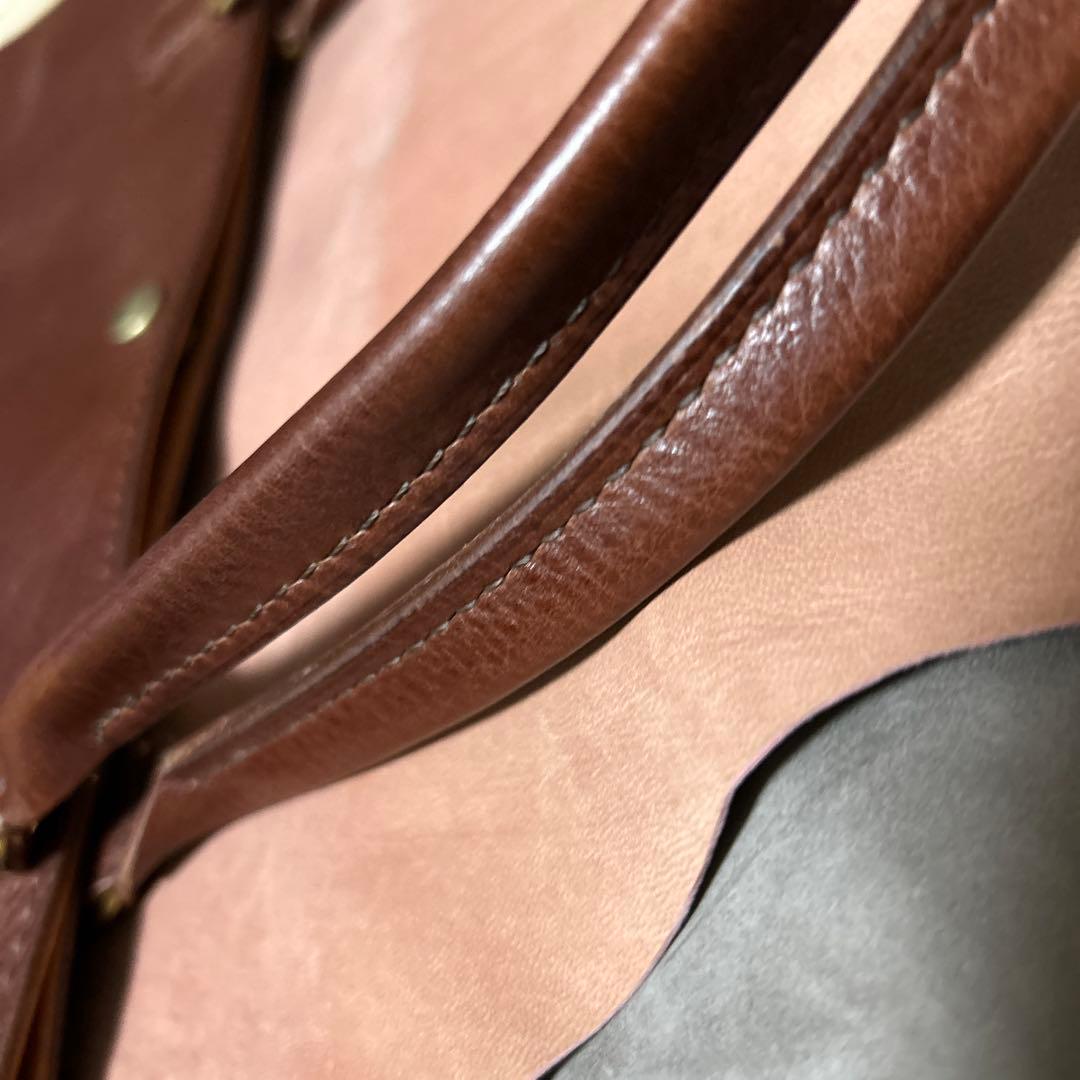 ヌメ革　トートバッグ　総手縫　トスカーナ　タンニン鞣し　真鍮　牛革　本革