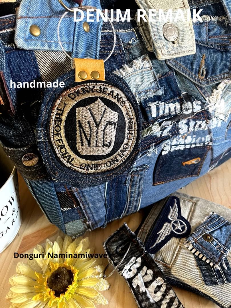 ツギハギパッチワーク2way❤️デニムリメイク・ミニファスナーポーチ＆タッセル付