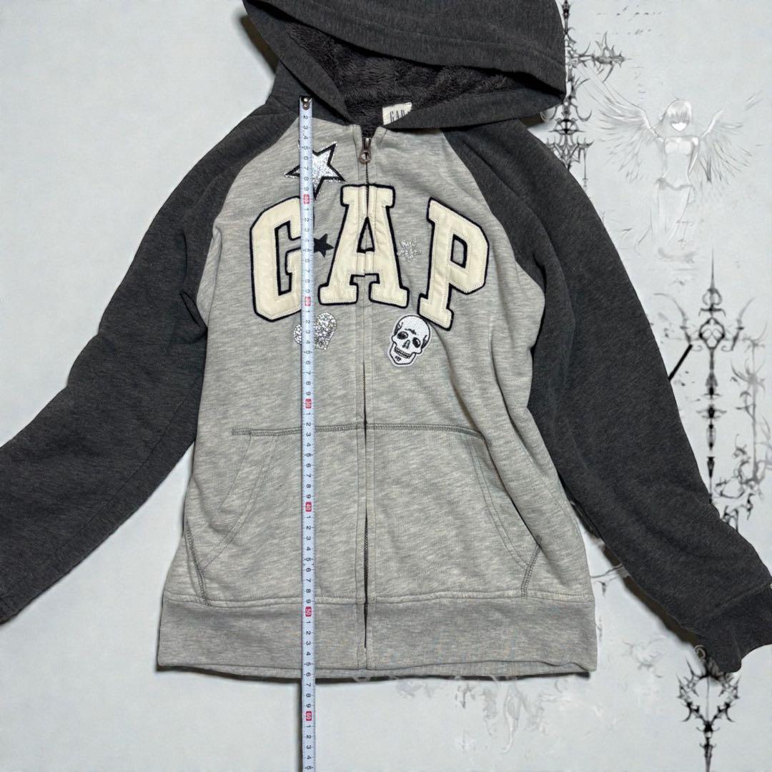 激レア✴︎y2k星ラメ髑髏GAPジップボアパーカー　NANAパンクロック平成ギャル