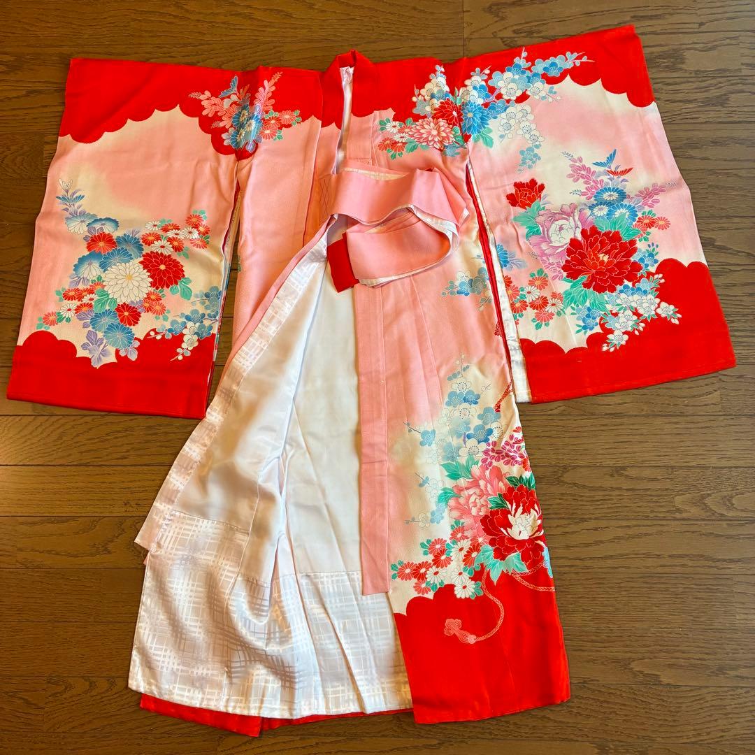 七五三　祝い着　正絹　７歳女の子着物　いろいろセット
