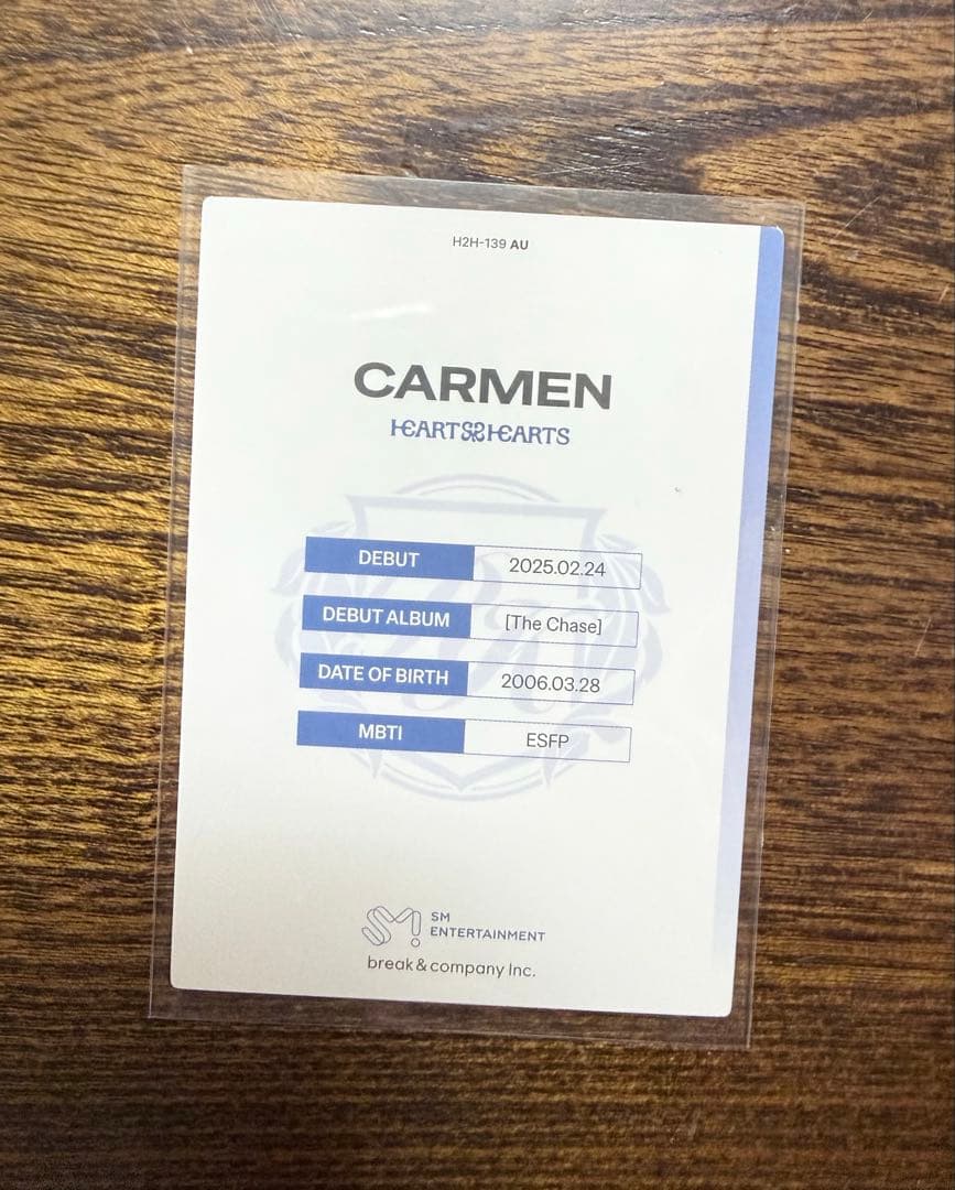 CARMEN カルメン 直筆サイン入り　K-POP ROOKIE TELECA