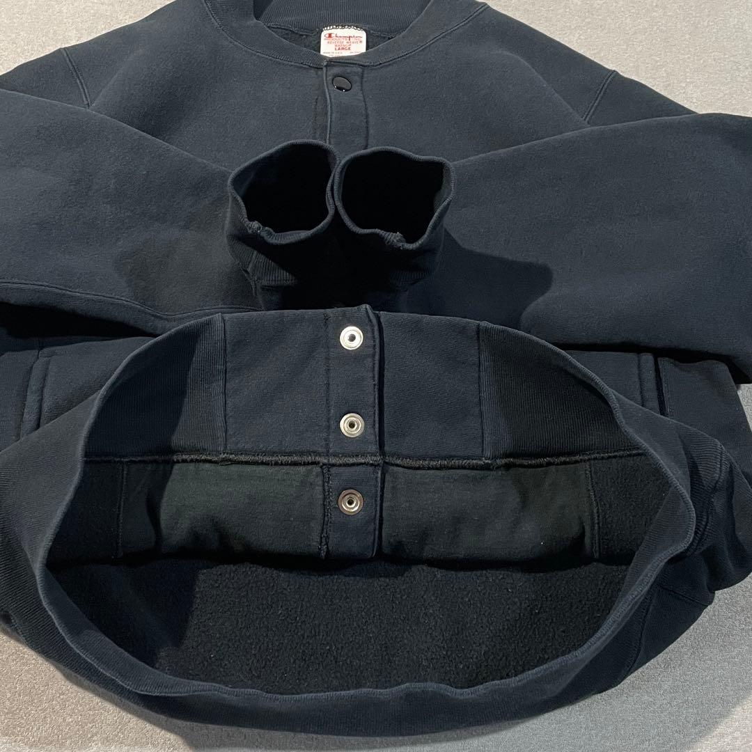 【USA製】Championリバースウィーブスナップカーディガン黒L単色タグ復刻