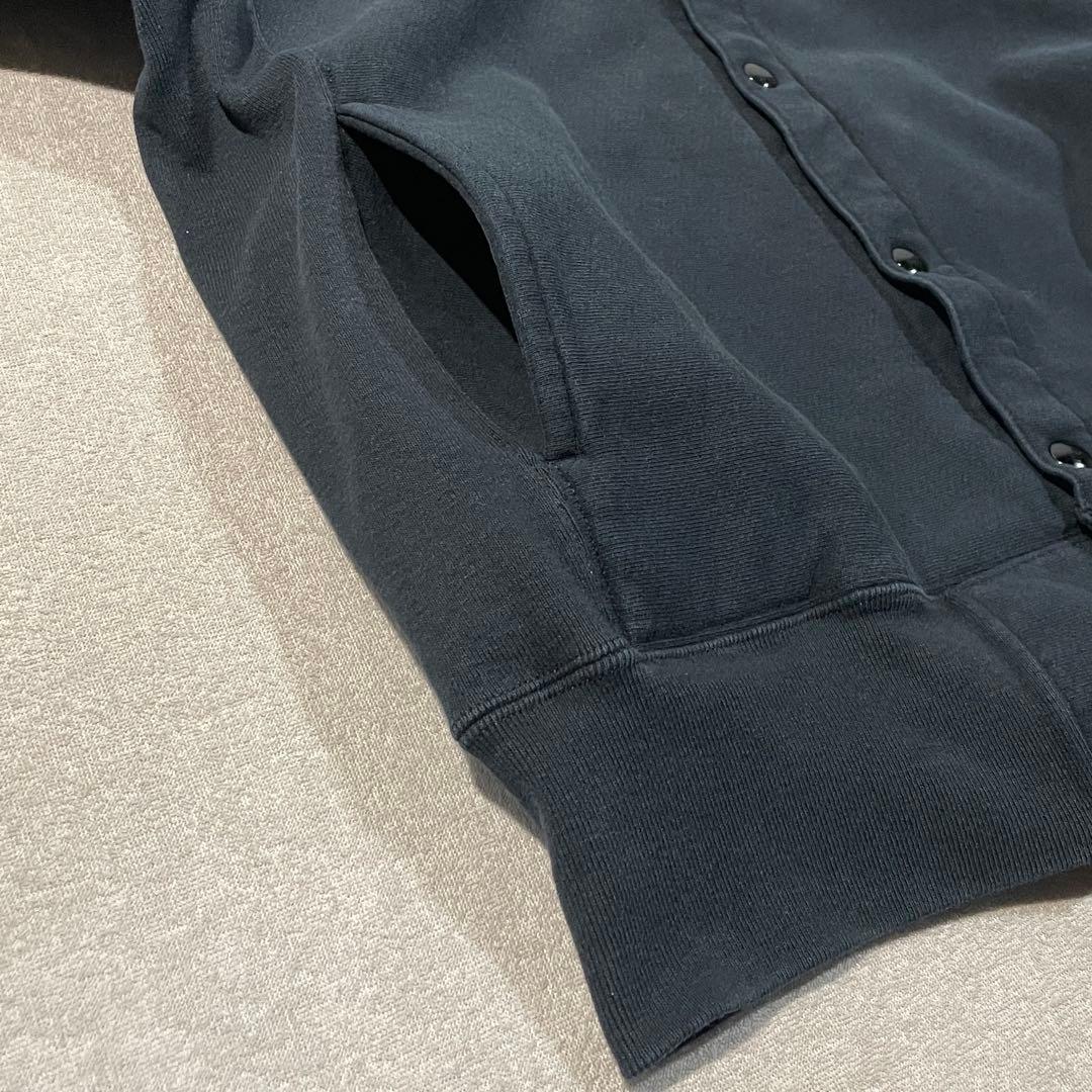 【USA製】Championリバースウィーブスナップカーディガン黒L単色タグ復刻