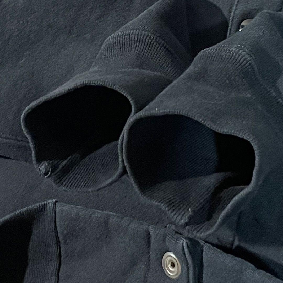 【USA製】Championリバースウィーブスナップカーディガン黒L単色タグ復刻