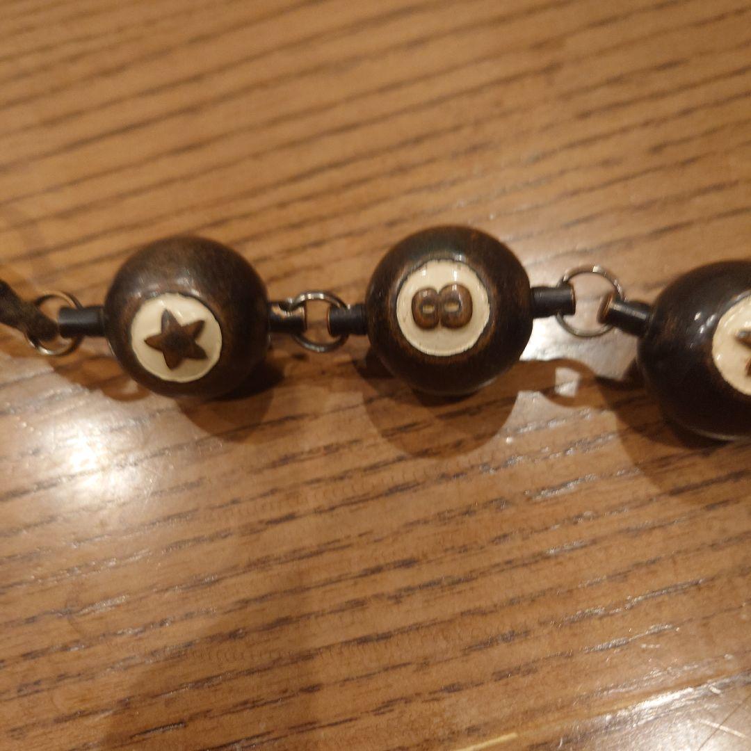 ビーズ付きブラックウォレットチェーン＆リストバンド