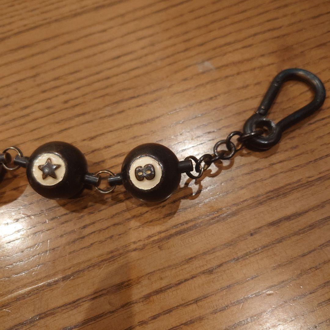 ビーズ付きブラックウォレットチェーン＆リストバンド