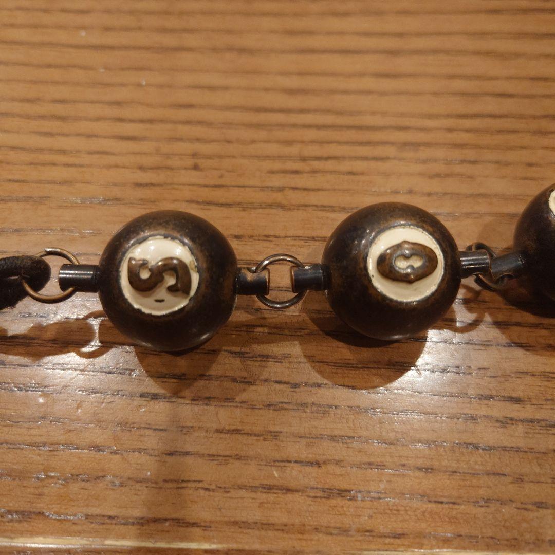 ビーズ付きブラックウォレットチェーン＆リストバンド