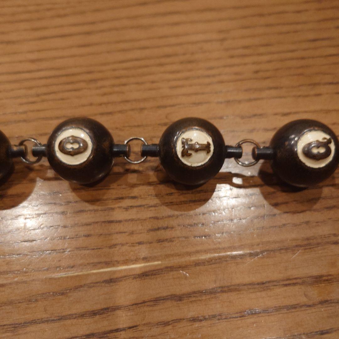 ビーズ付きブラックウォレットチェーン＆リストバンド