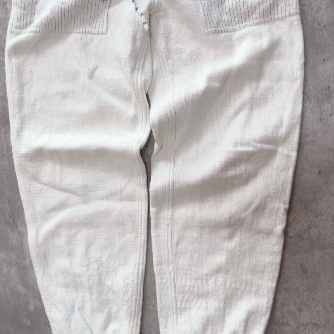マク テキスタイルズmaku コットンイージーパンツ 刺繍 ホワイト Mサイズ