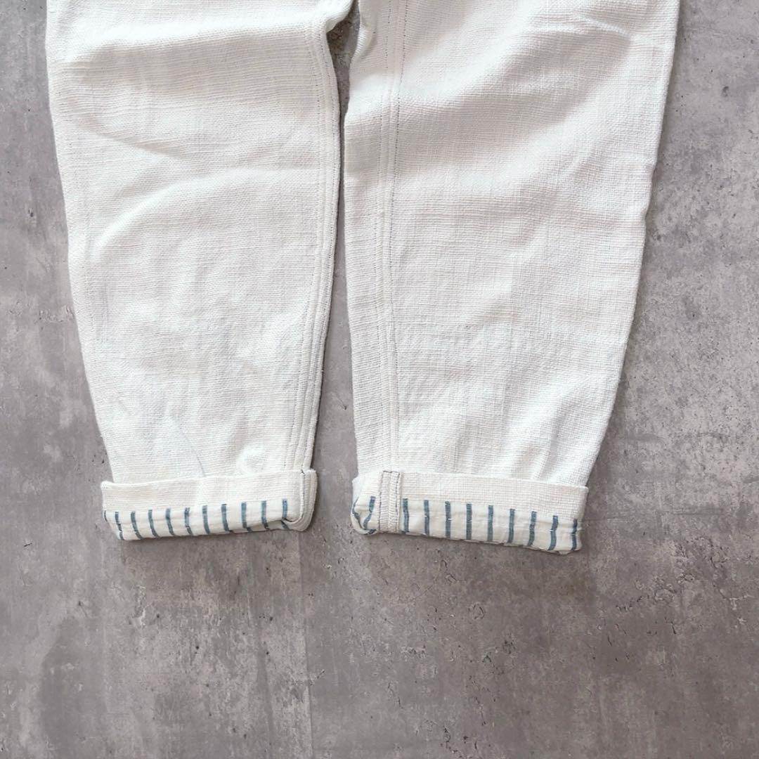 マク テキスタイルズmaku コットンイージーパンツ 刺繍 ホワイト Mサイズ