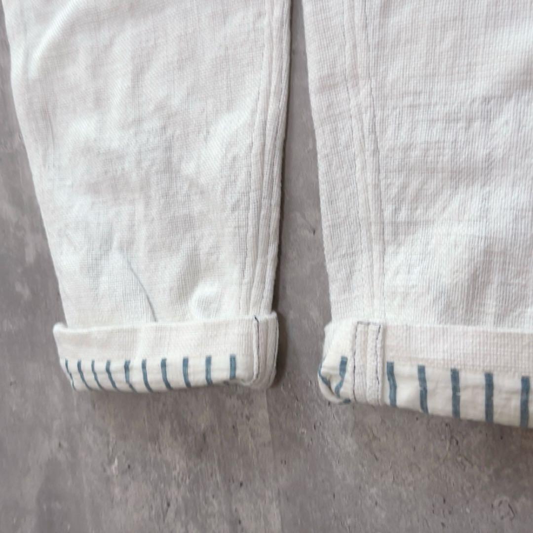 マク テキスタイルズmaku コットンイージーパンツ 刺繍 ホワイト Mサイズ