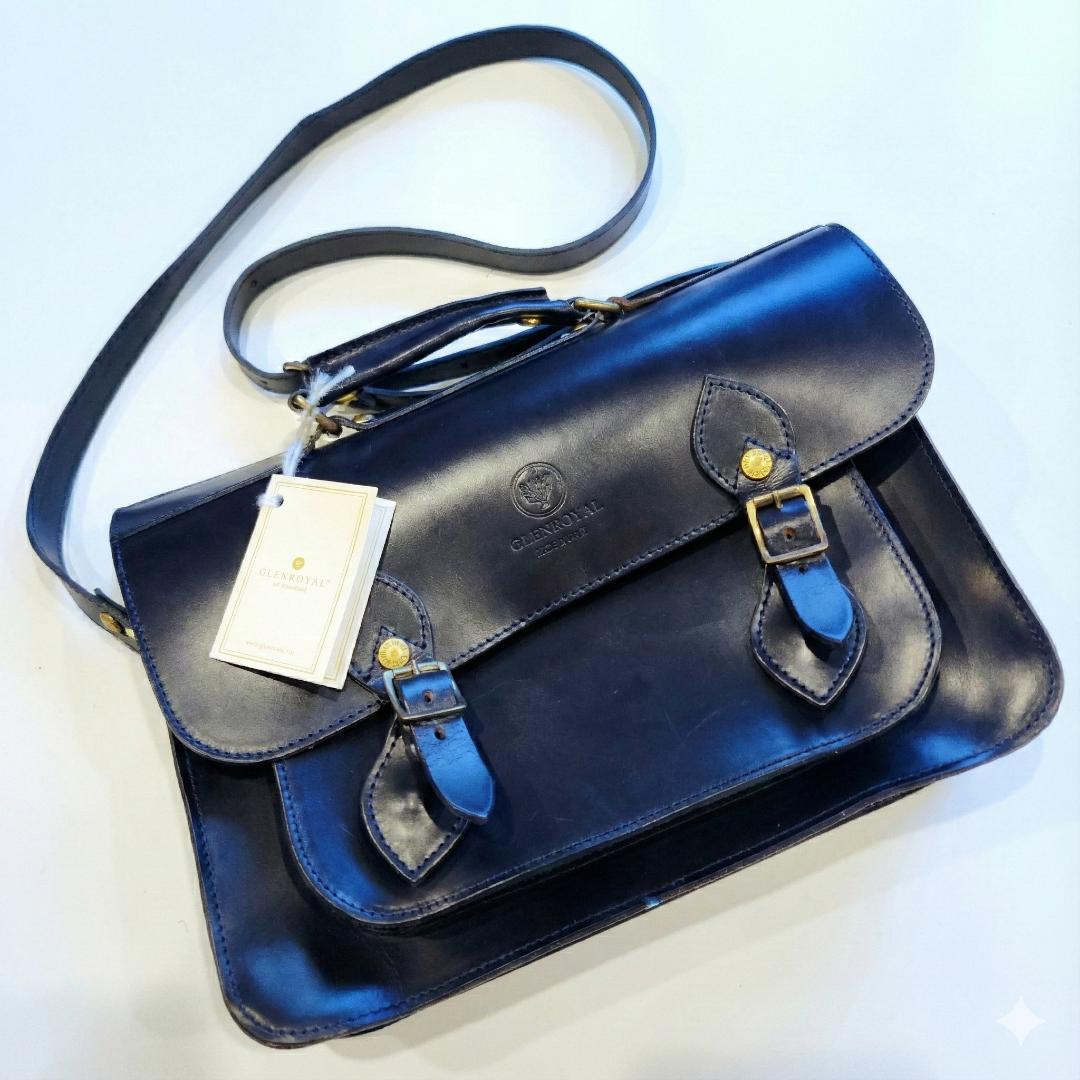 【値下げ】GLEN ネイビー 13インチサイズ、サッチェルバッグ