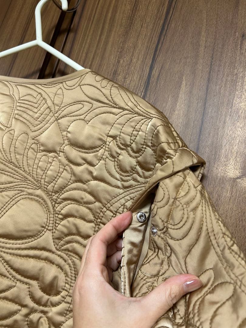 美品★ 2WAY LEAF PATTERN QUILTING COAT