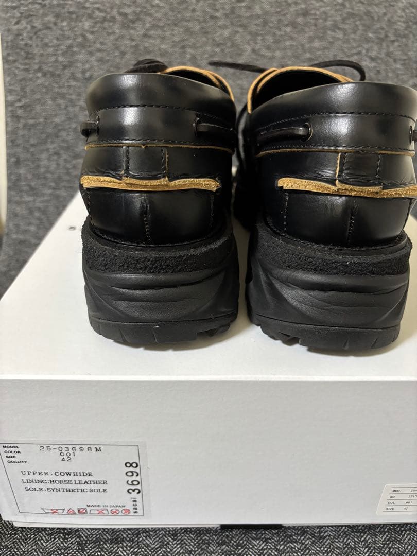 25SS Sacai ブラックBoat Shoes サイズ42