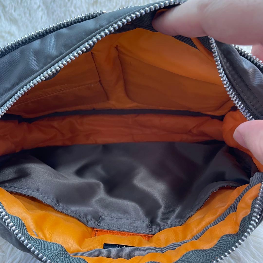 【極美品】ポーター タンカー ショルダーバッグ ダブルジップ シルバーグレー　L