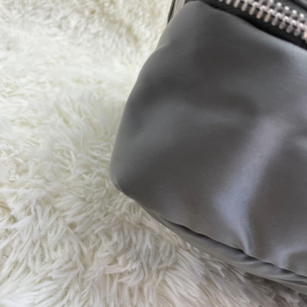 【極美品】ポーター タンカー ショルダーバッグ ダブルジップ シルバーグレー　L