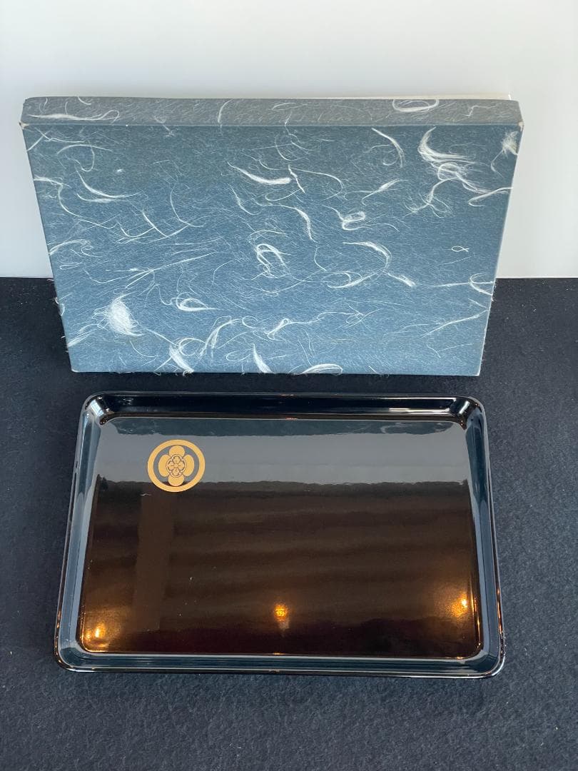 最高峰 輪島塗 祝儀盆 ８号 切手 盆 進物 本金磨 紋入 家紋 蒔絵 トレイ