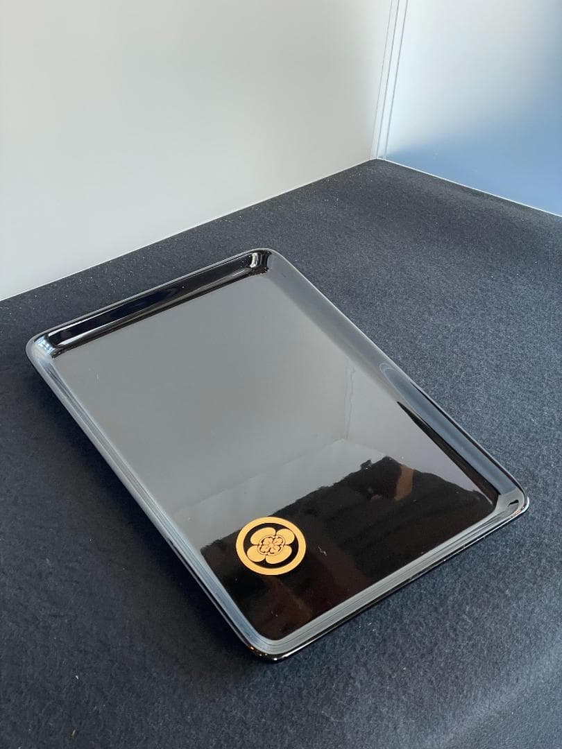 最高峰 輪島塗 祝儀盆 ８号 切手 盆 進物 本金磨 紋入 家紋 蒔絵 トレイ