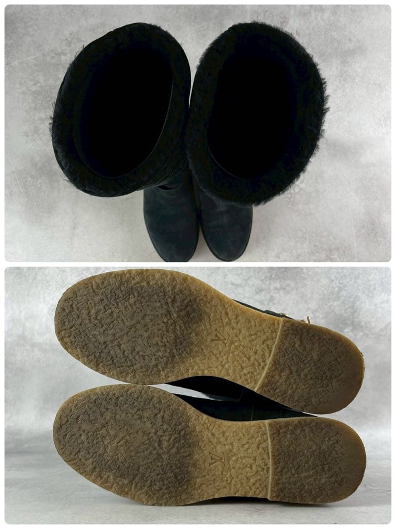 美品 ルイヴィトン モノグラム ムートン スエード 2Wayロングブーツ 35