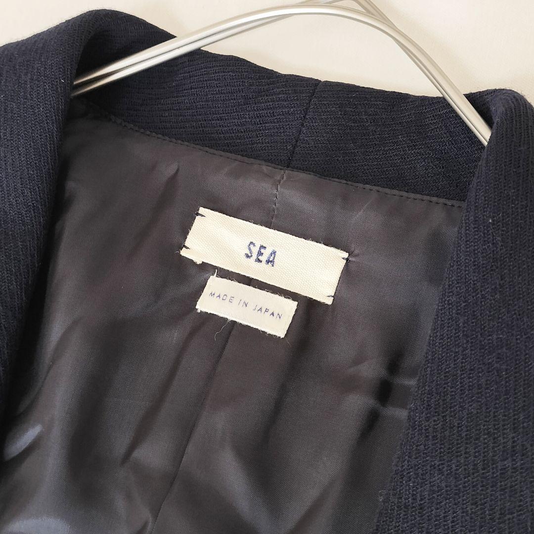 美品 SEA テーラードジャケット ボタンレス ネイビー 1 シー