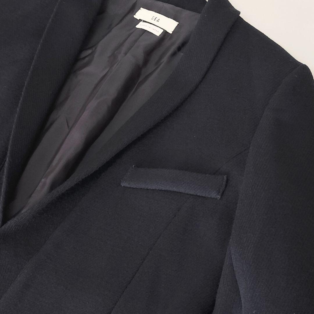 美品 SEA テーラードジャケット ボタンレス ネイビー 1 シー