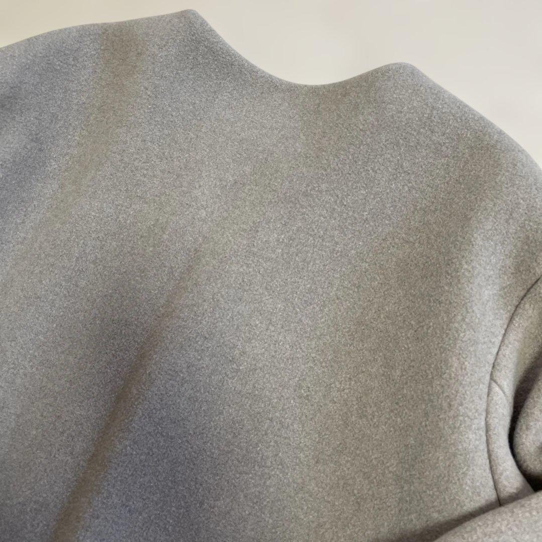 超美品！NOBLEノーブル　ノーカラーコート　グレージュ　38 ジップ