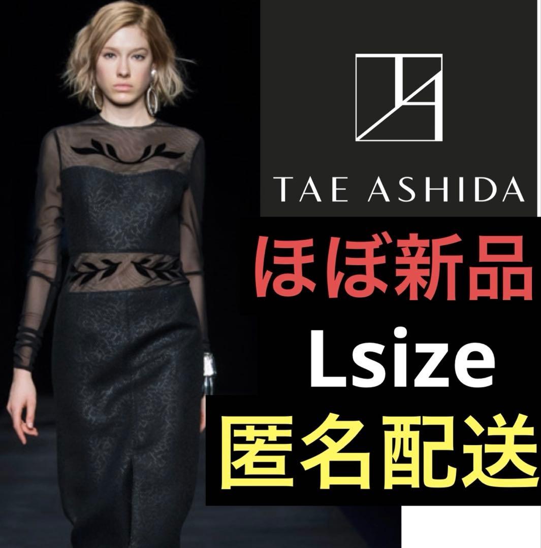 【ほぼ新品】タエアシダ　長袖チュール×フロッキーワンピースドレス Lサイズ