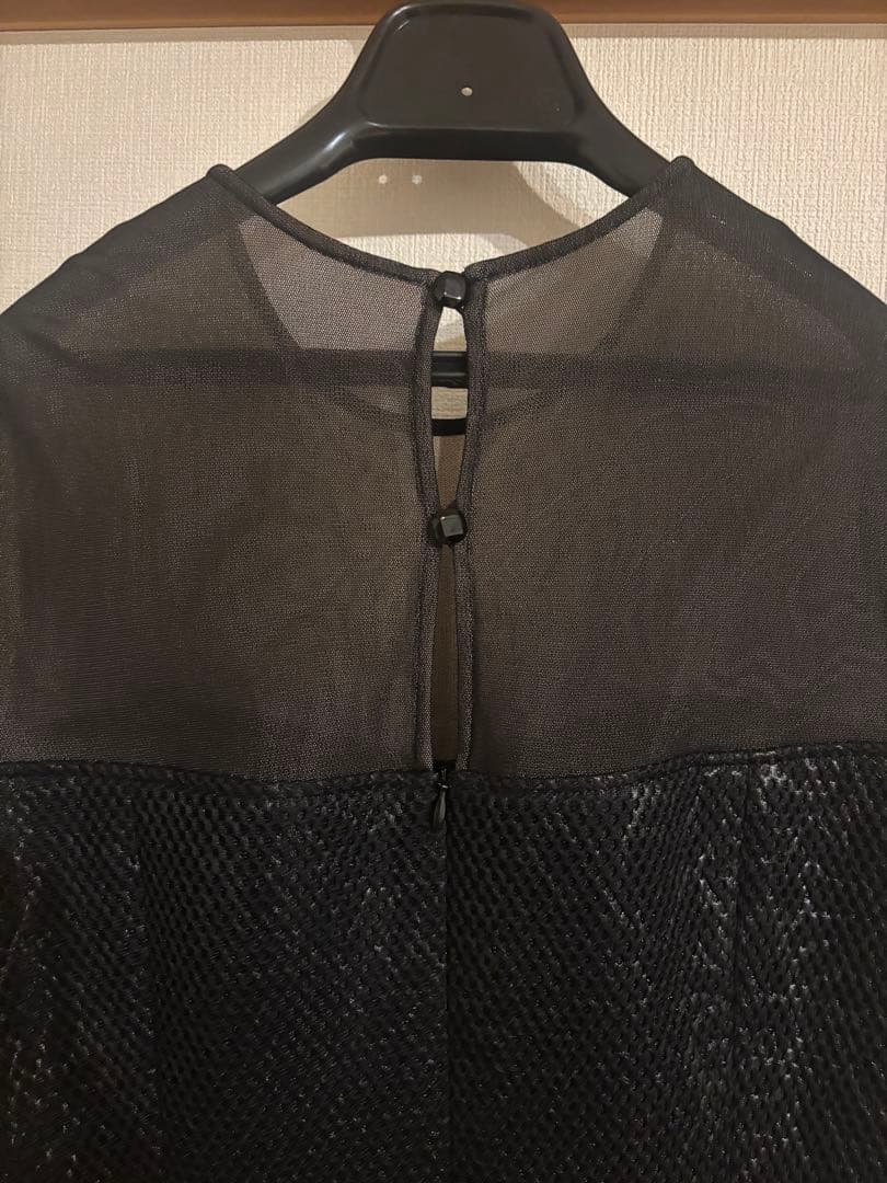 【ほぼ新品】タエアシダ　長袖チュール×フロッキーワンピースドレス Lサイズ