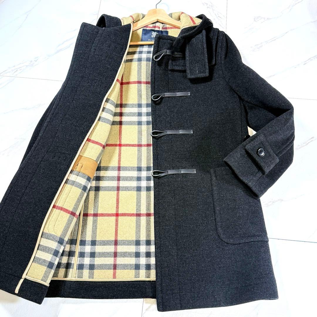 【未使用級/L】バーバリーロンドン ダッフルコート フード メガチェック