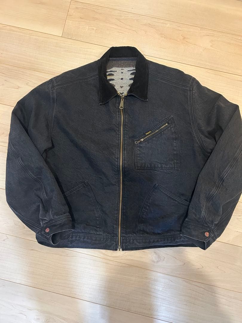 KAPITALボーンライニングリバーシブルジップアップブルゾン デニムブラック