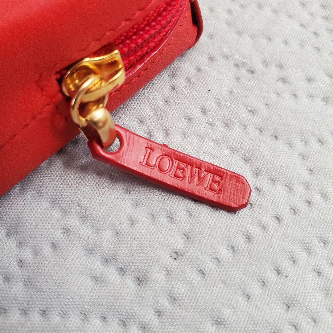 未使用品 LOEWE ロエベ レザー ケース ミニポーチ レッド