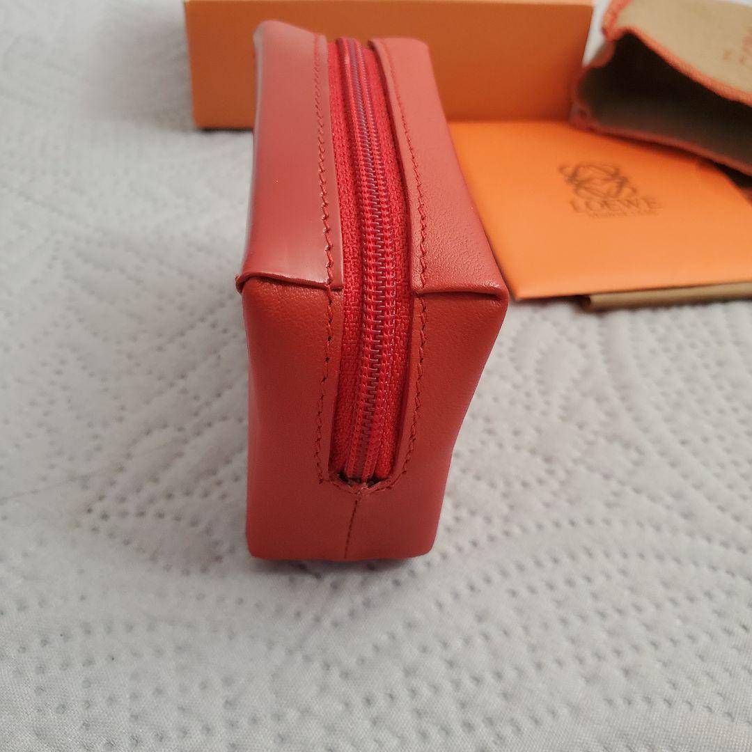 未使用品 LOEWE ロエベ レザー ケース ミニポーチ レッド