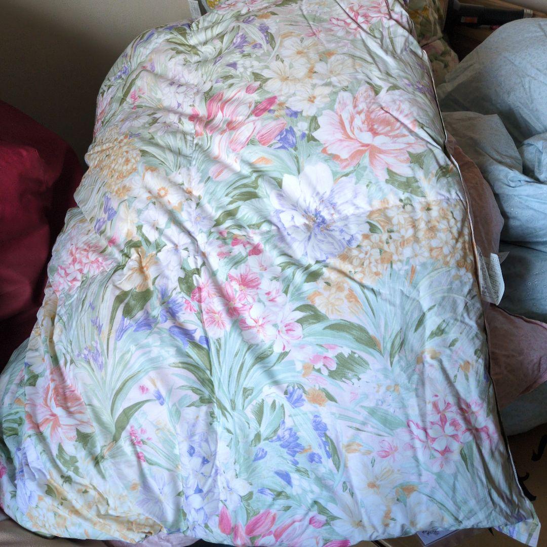 羽毛布団 花柄淡いピンク掛け布団