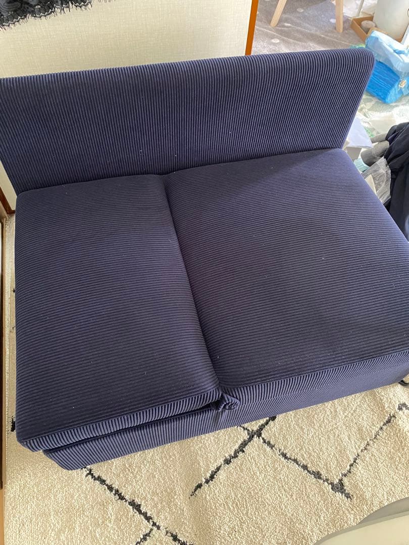 ワンタッチスライドカウチ　ネイビー　簡易組立　説明書付き