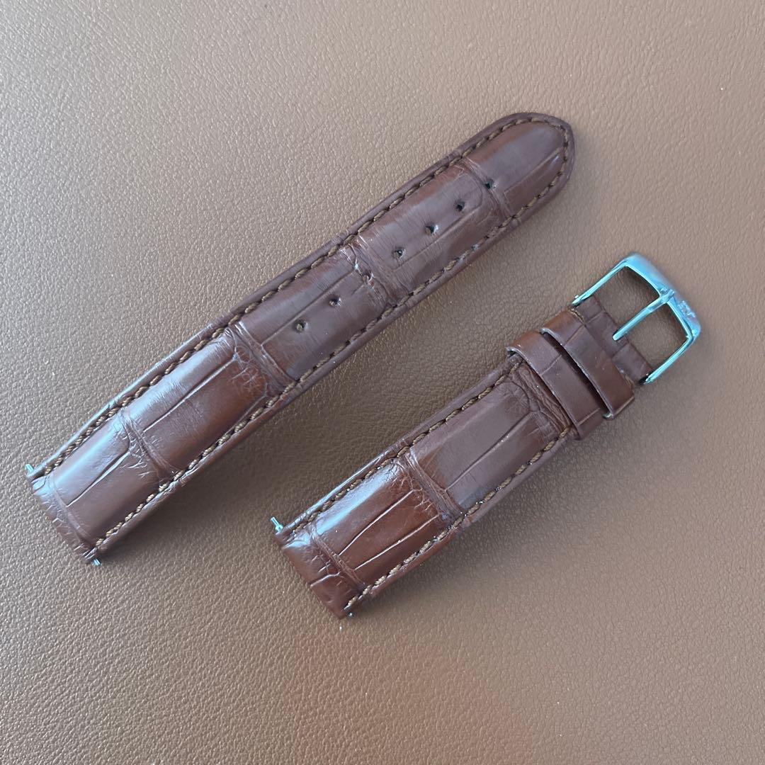 18mm時計ベルト　モレラート茶色アリゲーター竹斑