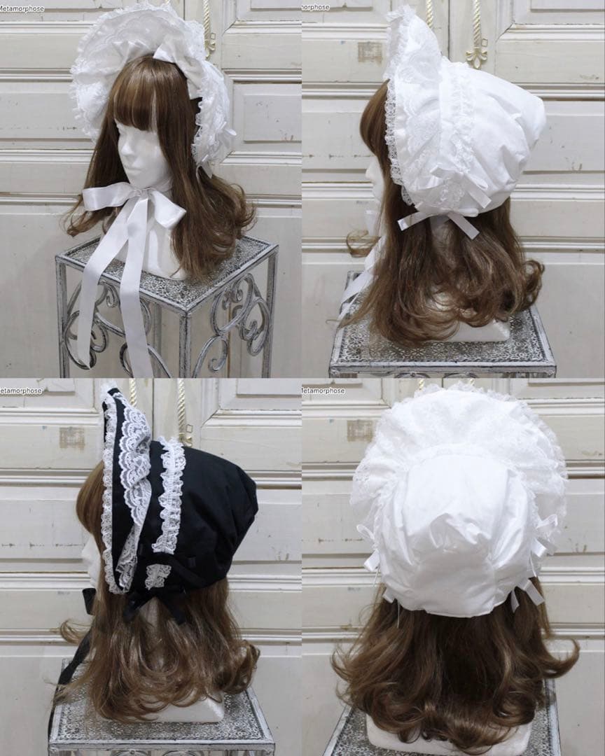 最終値下げ morphose 無地ラッセルレースつきボンネット