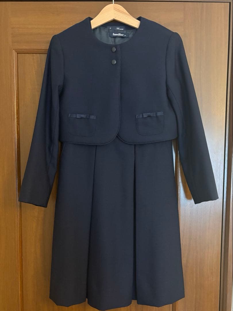 【美品】ファミリア　お受験スーツ　130 アンサンブル女の子　ボレロ　ワンピース