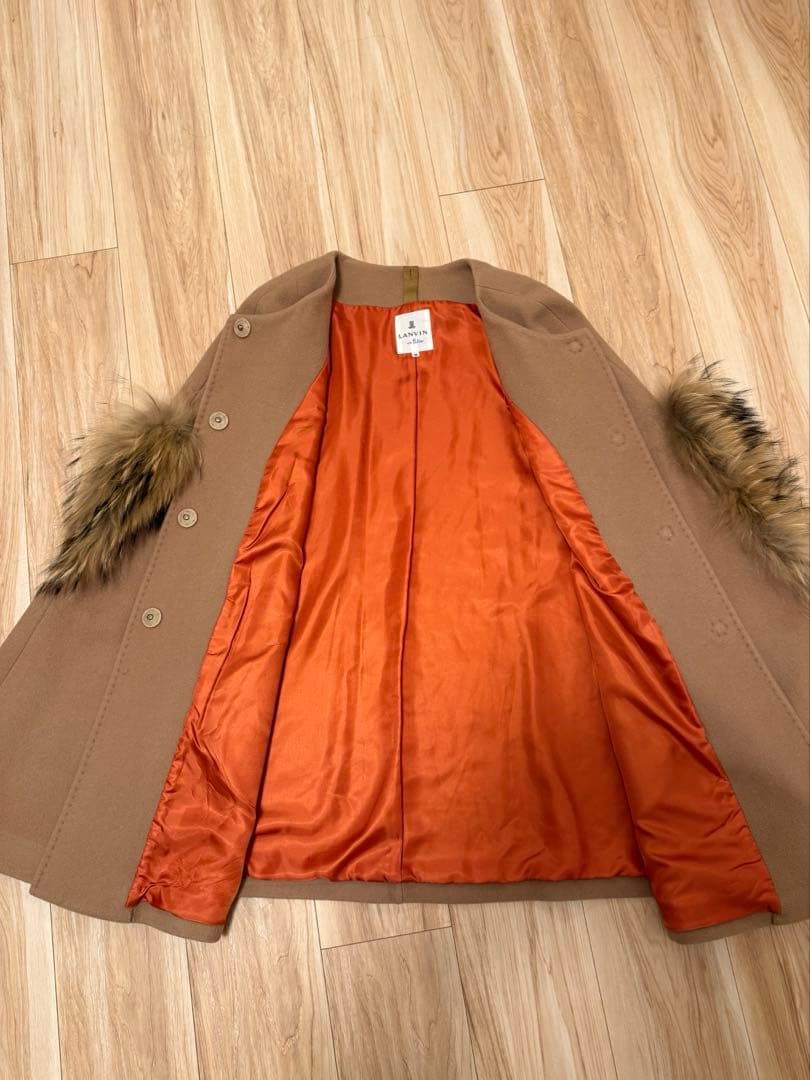 合計9点 ランバンオンブルー ファー付き ポンチョコート 38 ベージュ